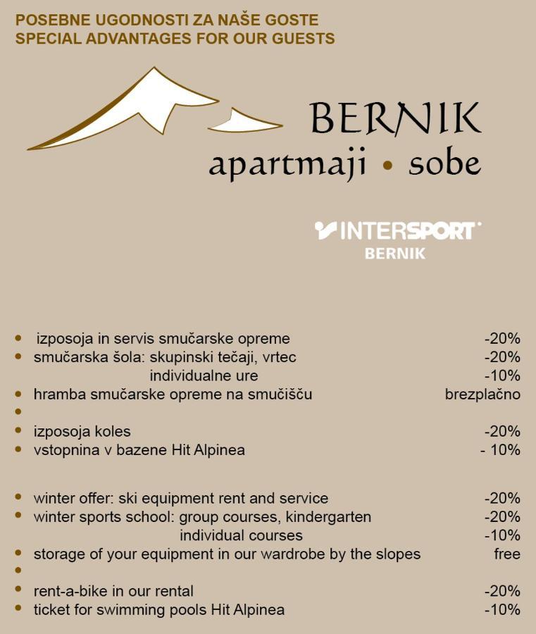 Apartment Bernik II Краньска Гора Экстерьер фото